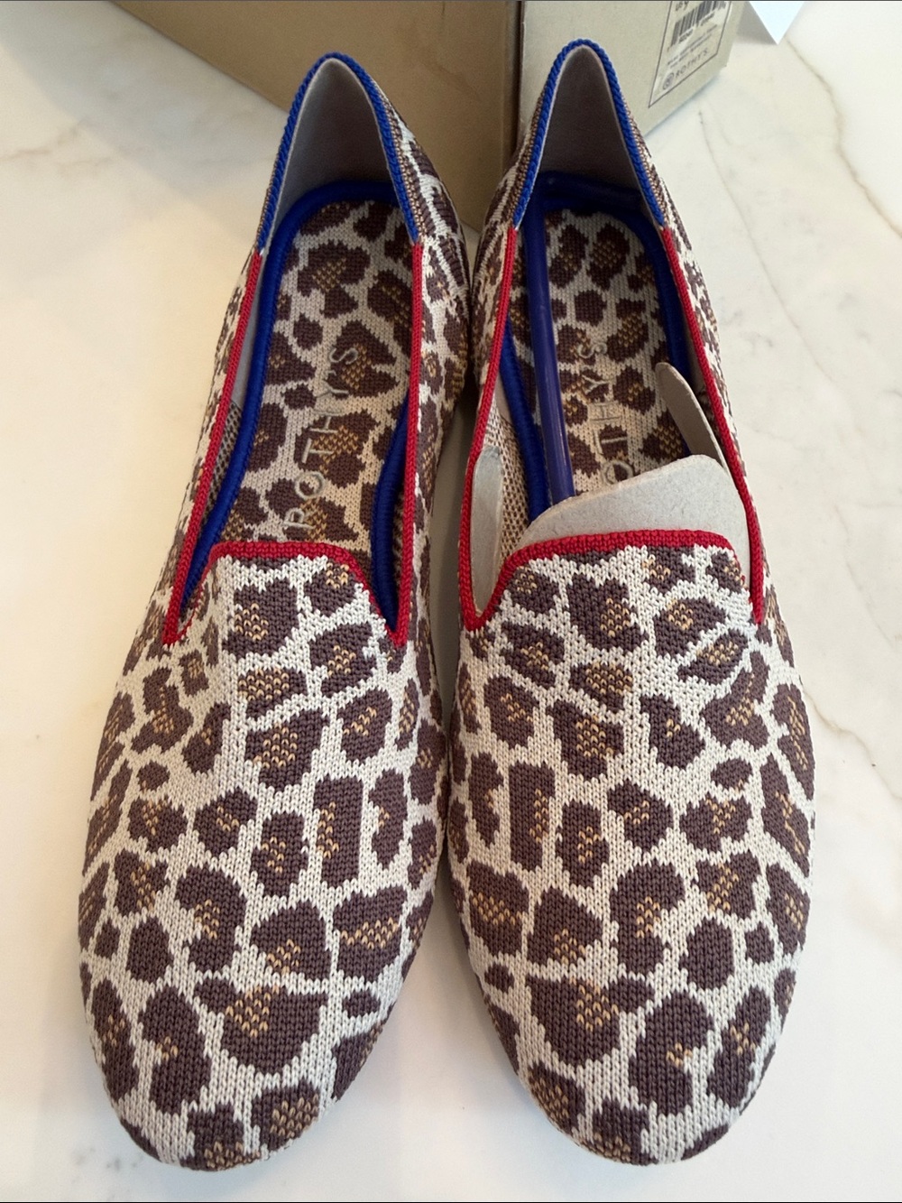Rothy's NWT Leopard Print Slip-On Flats in Brown & Cream called mocha spot size